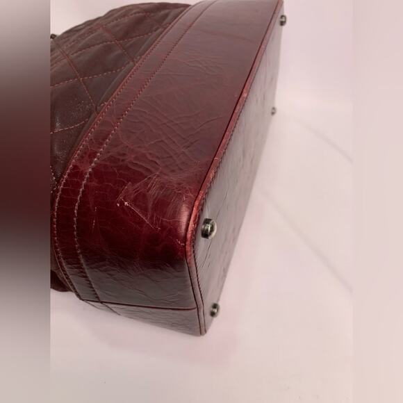 Chanel Burgundy Quilted Iridescent Calfskin Leather V*P Medium Shopping Tote Bag - Picture 7 of 16